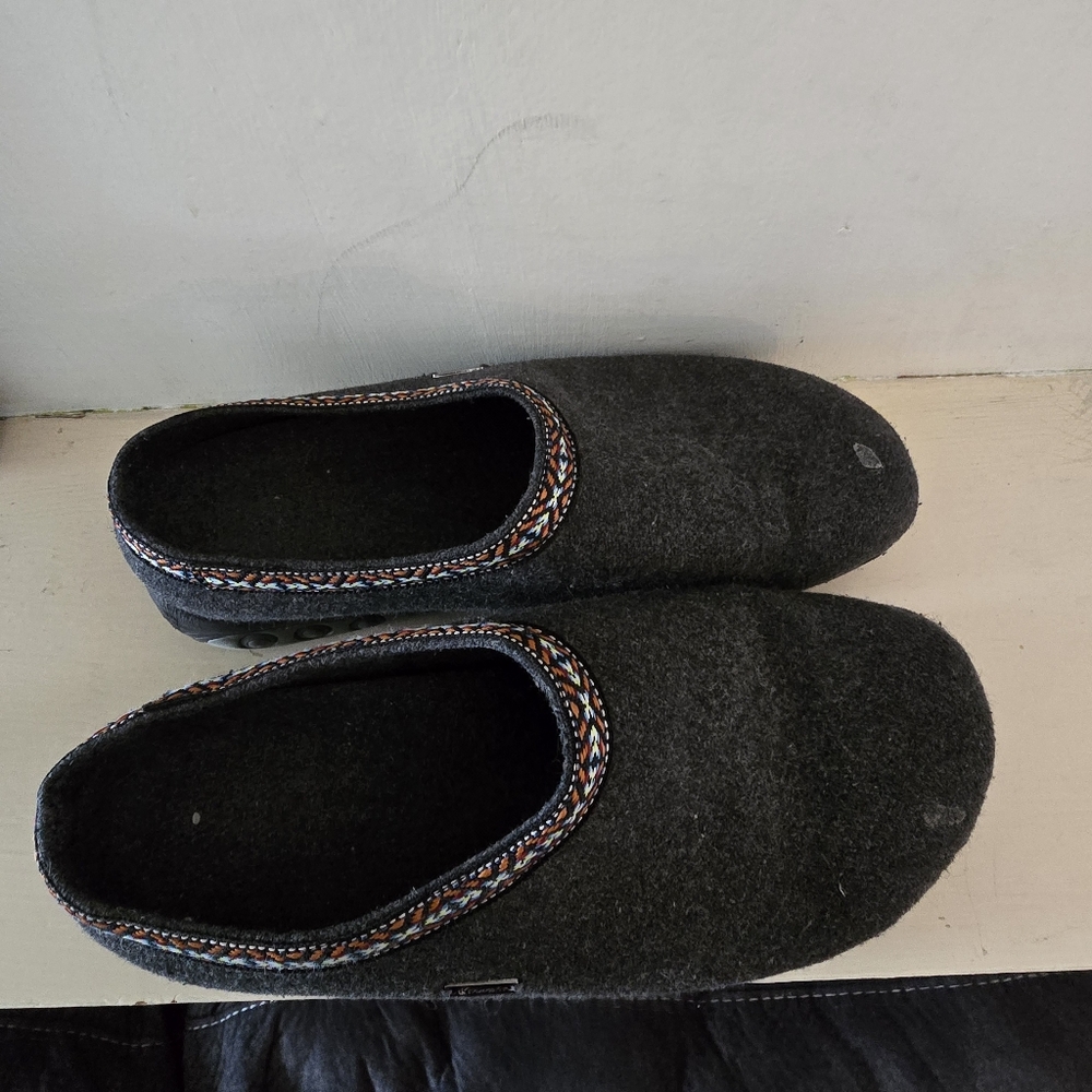 Therafit Heather Wool Slipper Clog Womens Gray Indoor Outdoor Slip On